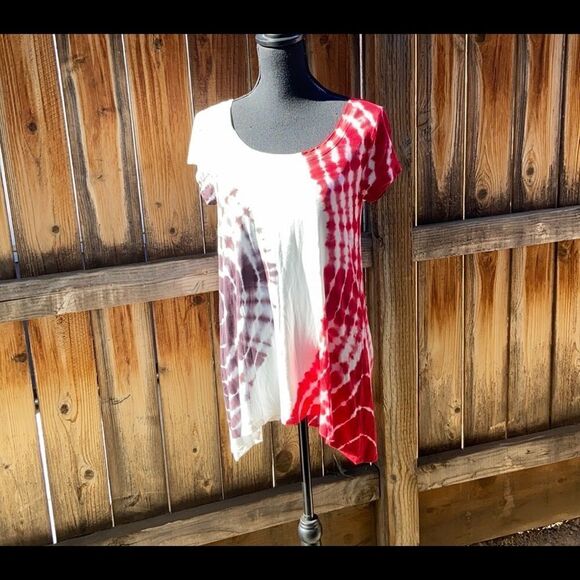 Cable & Gauge top tie dye red purple cream Sz Small FIRM on PRICE - Picture 1 of 5